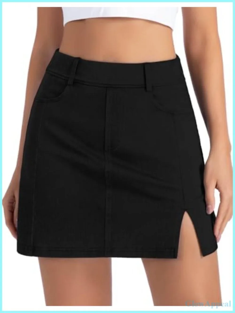 Denim Skort with Built-in Shorts, Side Split, Slim Fit, Size 4 Real Pockets